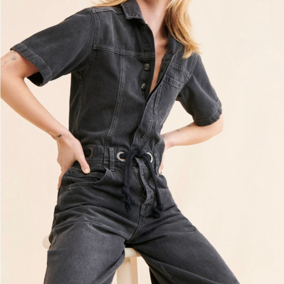 Free People Edison Wide Leg Coverall in Nightlite - Picture 1 of 9